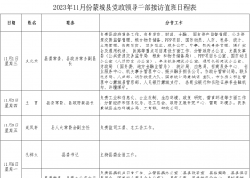 公告｜11月份蒙城县党政领导干部接访值班日程安排